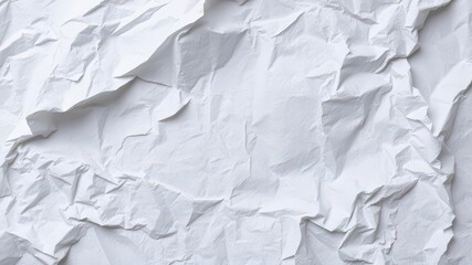 Obraz premium Crumpled white paper on a wooden surface with soft shadows, detail, surface, wrinkled