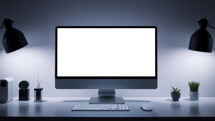 Laptop mock up with screen isolated on a white background, empty, computer
