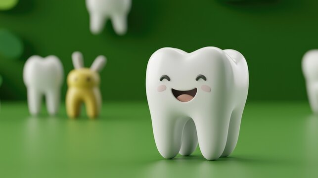 Dental health event smiling teeth in a playful environment colorful graphics close-up viewpoint for kids education