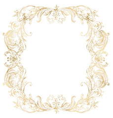 Elegant golden Ornamental Frame PNG, Vintage Border, Classic Victorian Art