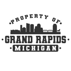 Grand Rapids, MI, USA City Varsity Skyline. A Logotype Sports College and University Style. Illustration Design Vector Emblem.