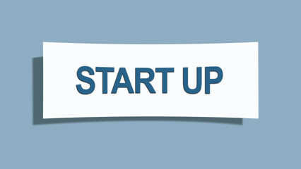 Start Up. A card isolated on blue background.