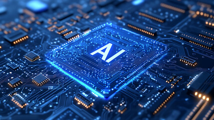 Advanced AI Processor Microchip with Digital Patterns
