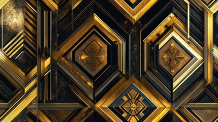 Seamless Art Deco Geometric Pattern Texture for Vintage Wall Decoration and Architectural Design