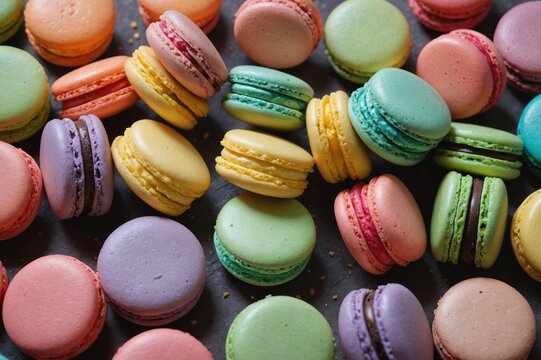 Close up colorful macarons dessert with vintage pastel tones - Powered by Adobe