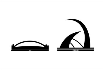 City silhouette skyline collection. Set of black city silhouette. Night town skyline icons