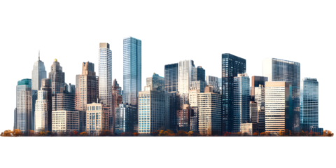 Stunning Skyline of a Modern City with Architectural Diversity and Vibrant Colors