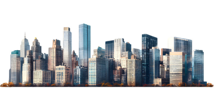 Stunning Skyline of a Modern City with Architectural Diversity and Vibrant Colors