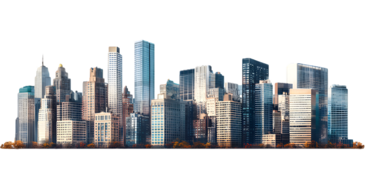 Stunning Skyline of a Modern City with Architectural Diversity and Vibrant Colors