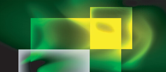 Fototapeta premium Glass squares with neon shiny light abstract background