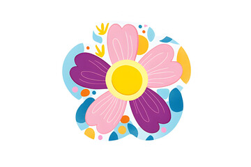 Colorful Flower Illustration with Vibrant Petals and Playful Shapes for Creative Designs