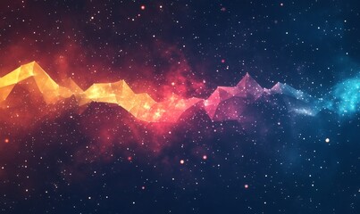 Obraz premium Abstract Background Texture of Retro 80s Low Poly Neon Mountains and Stars with Flow.