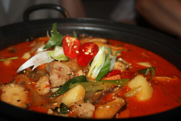korean stew with vegetables and chicken