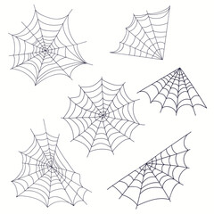 Set of spider web line vector graphic collection