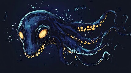 Fototapeta premium Abstract Artistic Depiction Of A Dark Blue Octopus