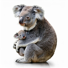 Naklejka premium Genemaman, bébé, koala, animal, isolé, mignon, sauvage, mammifère, animal de compagnie, blanc, fourrure, animal de compagnie, duveteux,, rongeur, petit, bébé, animal, poilu, gris, fond blarated image