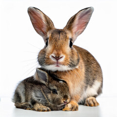 Obraz premium maman, bébé, lapin, animal, isolé, mignon, mammifère, animal de compagnie, blanc, fourrure, pâques, lièvre, animal de compagnie, duveteux, brun, lapin, joli, rongeur, petit, bébé, animal, poilu, domes