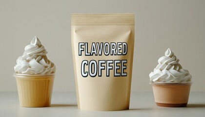Flavored Coffee Pouch Customizable Coffee Experience with Whipped Cream and Flavorings