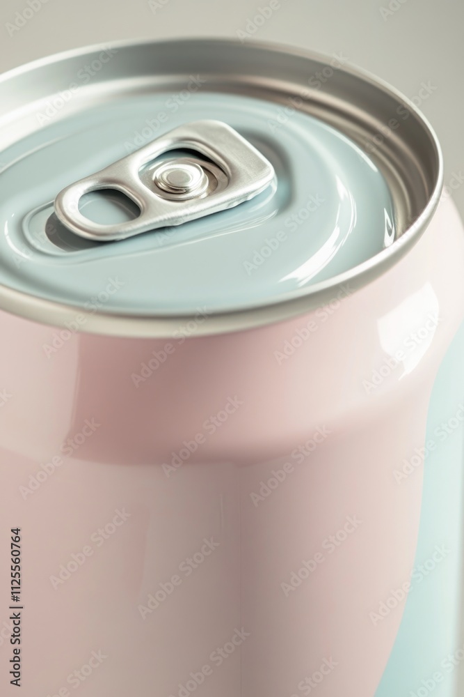 Aufkleber A close-up view of a can of soda with condensation and a label