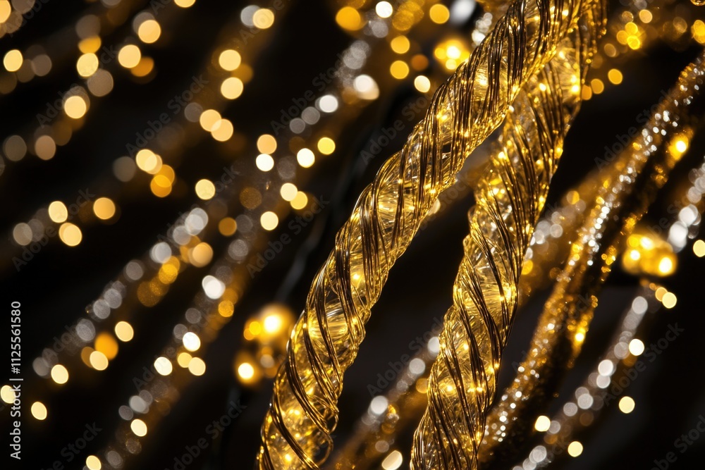 Poster A close-up shot of a string of lights, ideal for use in product photography or highlighting small details