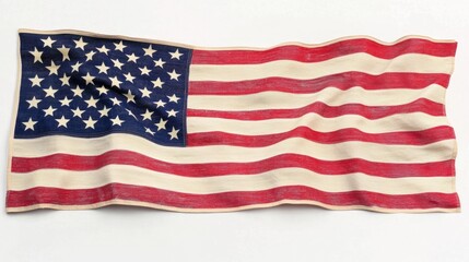 Obraz premium A close-up of the American flag on a plain white surface, ideal for patriotic events or everyday displays