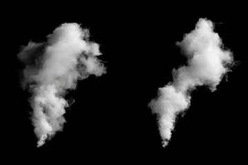 A black and white photo of smoke rising from a chimney