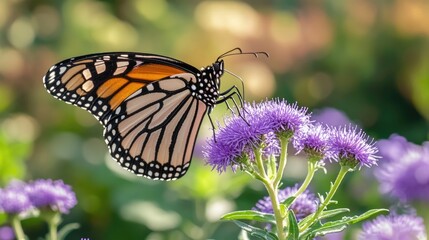 Obraz premium A colorful butterfly sits on a bright yellow flower in a natural setting