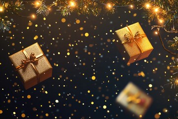 A bunch of colorful presents hanging from a Christmas tree, ready for unwrapping
