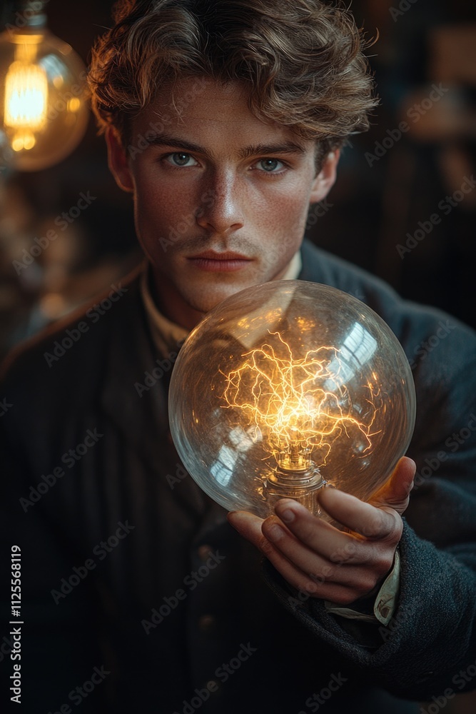 Poster a person holds a light source in their hand