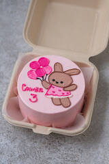 Bento cake as a gift for the holiday. Korean style cakes in a box for one person. Translation: Sasha 3