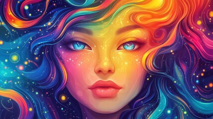 Vibrant Abstract Background with Ripples and Constellations