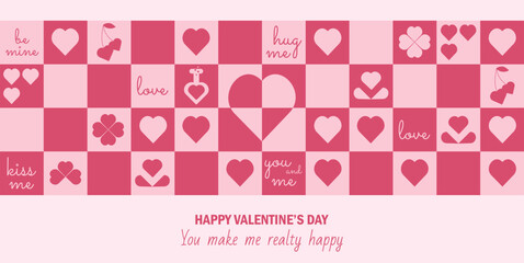 Valentine's Day greeting card. Trendy modern geometric design. Vector illustration.