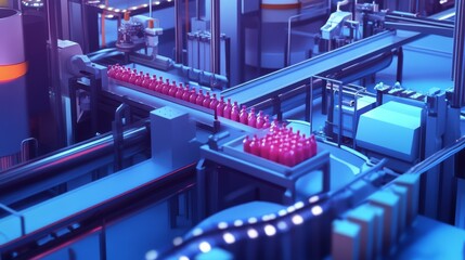 Fototapeta premium Automated beverage bottling plant production line.