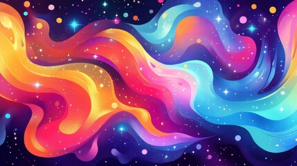 Vibrant Abstract Background with Ripples and Constellations
