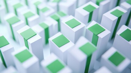 Obraz premium A collection of green and white geometric shapes arranged on a clean white background