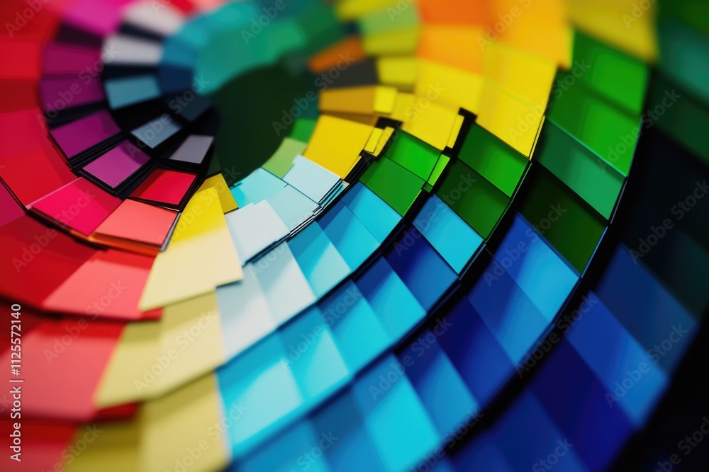 Poster close-up of a vibrant spiral made from swirling colors of paint, suitable for art or design projects