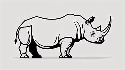 Fototapeta premium Eye-Catching Rhinoceros with Line Art Horn Logo for Bold Branding