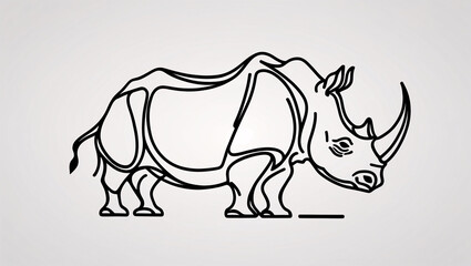 Fototapeta premium High-End Rhinoceros with Horn Line Art Logo for Sophisticated Design