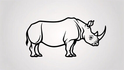 Fototapeta premium Intricate Rhinoceros Horn Line Art Logo for Logo and Branding Design