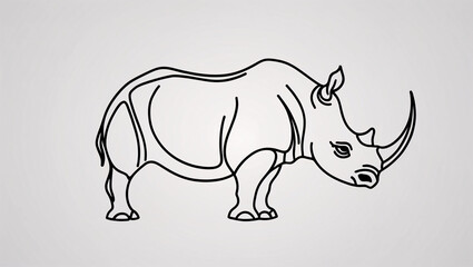 Fototapeta premium Premium Rhinoceros with Horn Line Art Logo for Modern Businesses