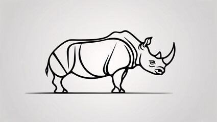 Fototapeta premium Professional Rhinoceros Line Art Logo Featuring Stylized Horn