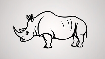 Fototapeta premium Trendy Rhinoceros Line Art Logo Featuring Strong Horn Design