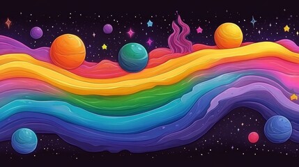 Vibrant Abstract Background with Ripples and Constellations