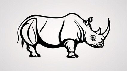 Fototapeta premium Unique Rhinoceros Horn Line Art Logo for Creative Business Branding
