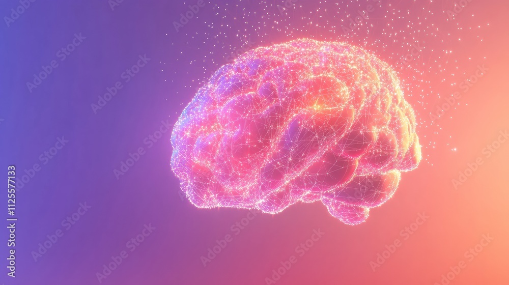 Fototapete visual representation of a glowing brain formed by interconnected light points and lines, offering s