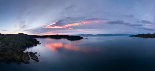 Breathtaking Sunset Over Vancouver Island's West Coast Seascape in Canada