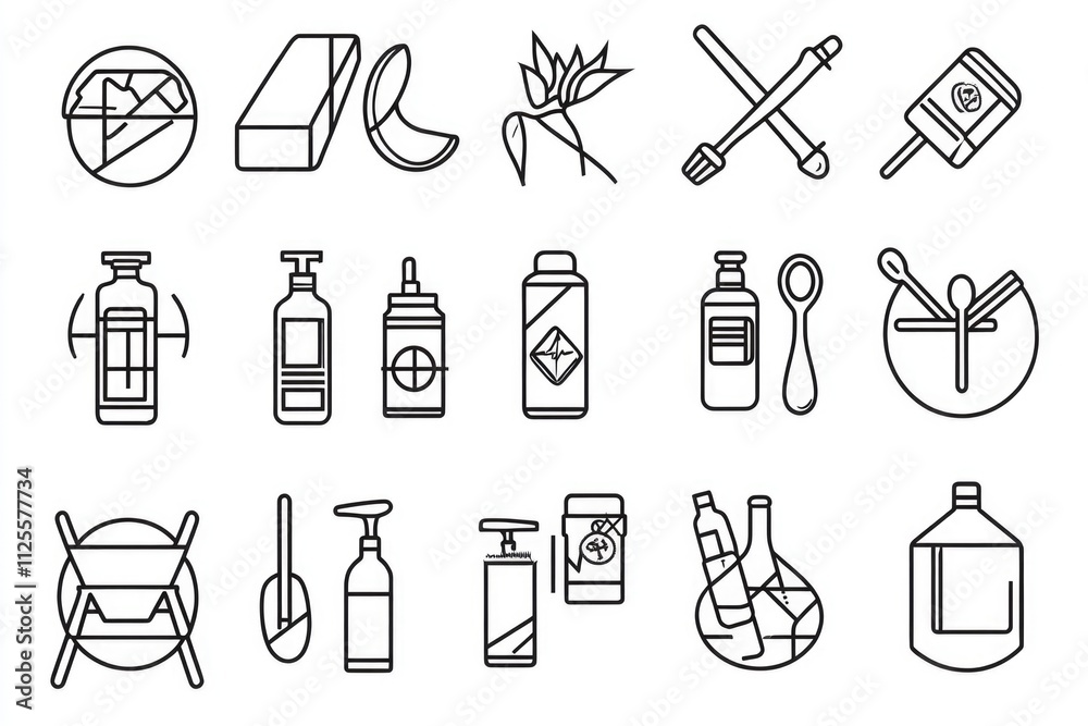 Poster Collection of simple icons for various items