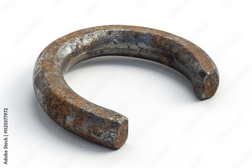 Poster close-up of a rusty metal object on a white background, suitable for use in industrial or mechanical