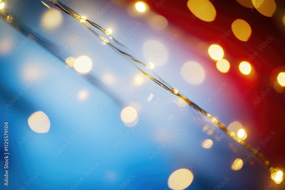 Poster A close-up view of a string of lights with individual bulbs and connectors