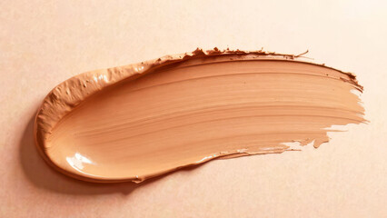 Fototapeta premium Beige foundation texture swatch on neutral background for skincare and cosmetics, mocha mousse